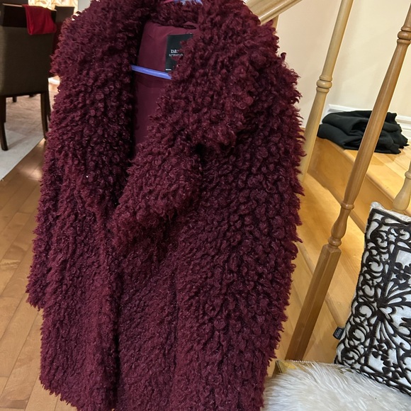 Zara Women's Deep Red Teddy Jacket - Picture 7 of 7